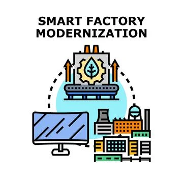 Smart factory modernization process achieving sustainable manufacturing イラスト素材