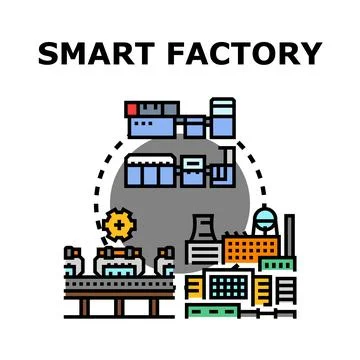 Smart factory production process manufacturing automation Stock Illustration