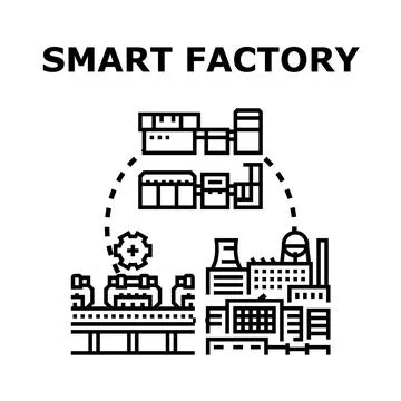 Smart factory production process manufacturing automation Stock Illustration