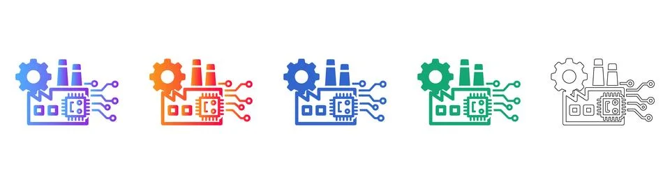 Smart Factory Technology Icon Collection Stock Illustration