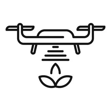 Smart farm drone spraying crops on agricultural field icon Stock Illustration