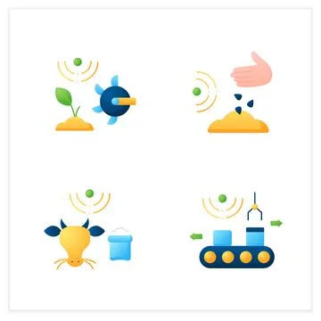 Smart farm flat icons set Stock Illustration