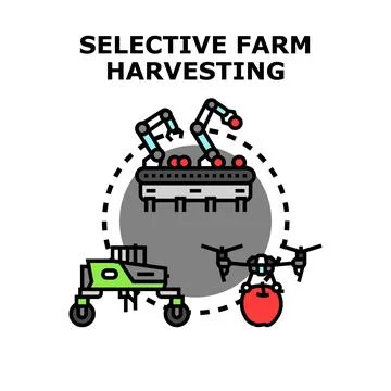 Smart farm selective harvesting using automation and drones Stock Illustration