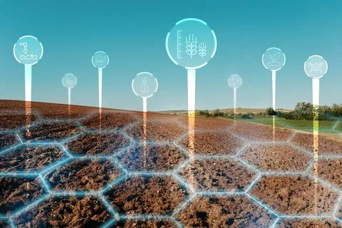 Smart farm technologies improve crop management and data collection for better Stock Photos