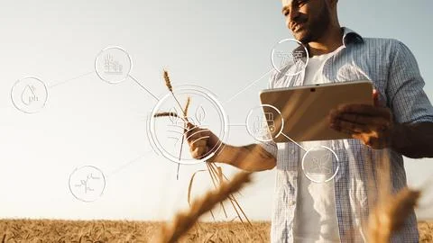 Smart farm technology improves crop management and efficiency in agriculture Stock Photos