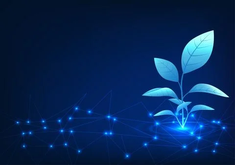 Smart Farm Technology Plants with smart network connections demonstrate the.. 스톡 일러스트