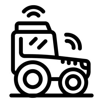 Smart farm tractor using gps navigation system icon Stock Illustration