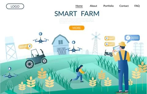 Smart farm vector website landing page design template Stock Illustration