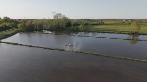 Smart farming and drone technology in modern agriculture 4K Stock Footage 341812876