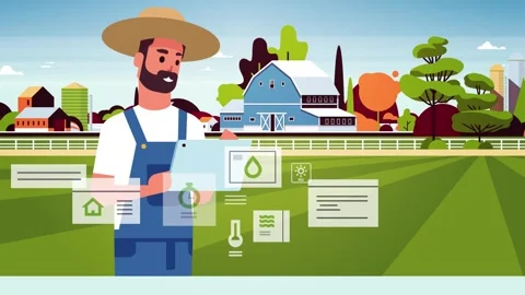 Smart Farming and Modern Precision Agriculture Illustration Stockbeeldmateriaal 333328777