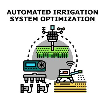 Smart farming automated irrigation system optimization Stock Illustration