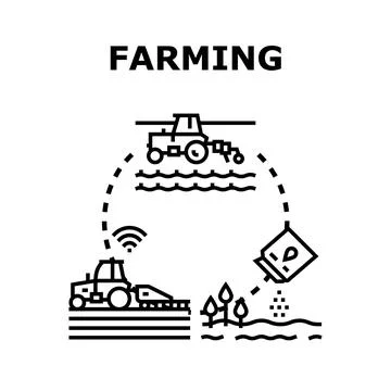 Smart farming combining technology and agricultural processes Stock Illustration