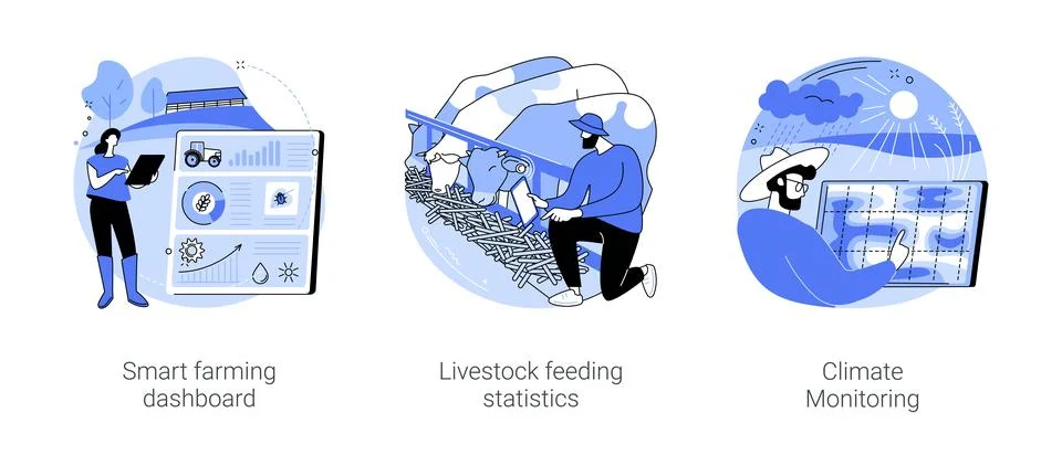 Smart farming data analysis isolated cartoon vector illustrations se Stock Illustration