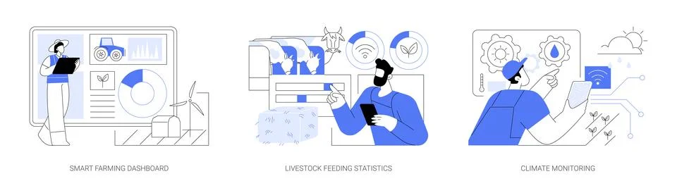 Smart farming data analysis isolated cartoon vector illustrations se Stock Illustration