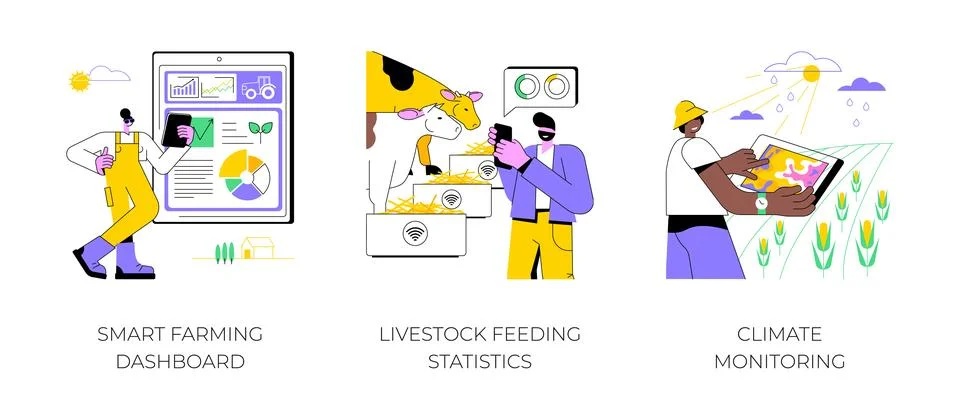 Smart farming data analysis isolated cartoon vector illustrations. Stock Illustration