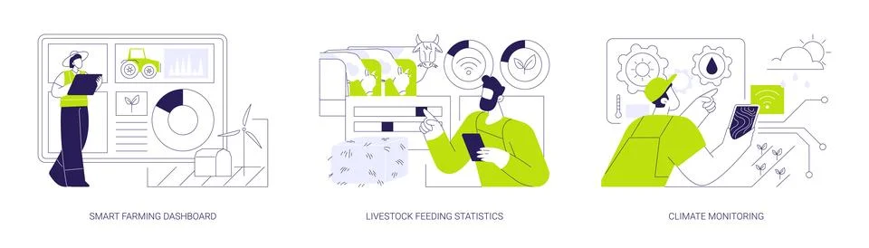 Smart farming data analysis isolated cartoon vector illustrations se Stock Illustration