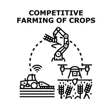 Smart farming developing crops with modern agriculture technology Stock Illustration