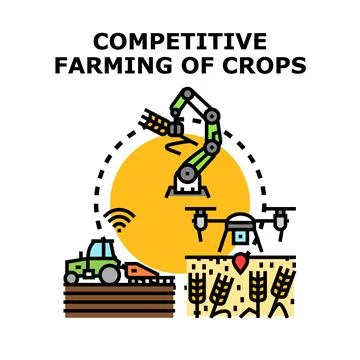 Smart farming developing crops with modern agriculture technology Stock Illustration