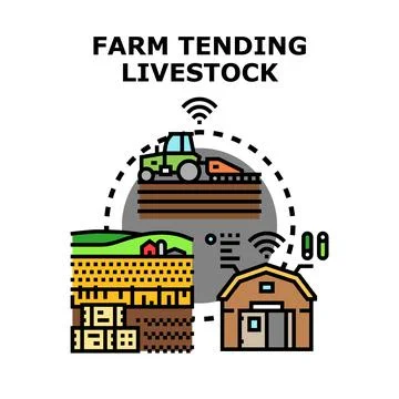 Smart farming developing livestock tending technology Ilustración de archivo