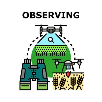 Smart farming field observing using drone technology Stock Illustration