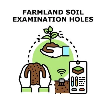Smart farming technology analyzing soil for crop growth Stock Illustration