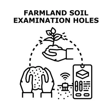 Smart farming technology analyzing soil for crop growth Stock Illustration