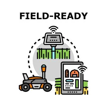 Smart farming technology connecting robot, sensor, and tablet Stock Illustration