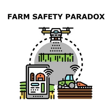 Smart farming technology creating farm safety paradox managing agriculture Stock Illustration