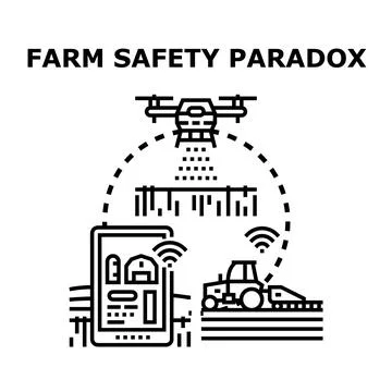 Smart farming technology creating farm safety paradox managing agriculture Stock Illustration