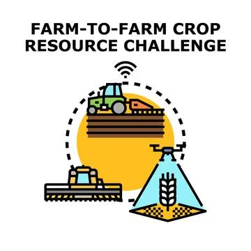 Smart farming technology managing crop resources challenge Stock Illustration