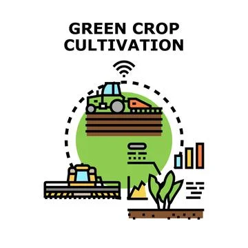 Smart farming technology managing green crop cultivation Stock Illustration