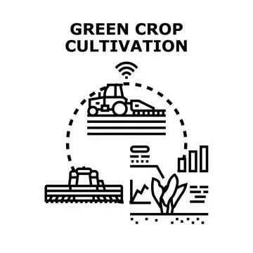 Smart farming technology managing green crop cultivation Stock Illustration