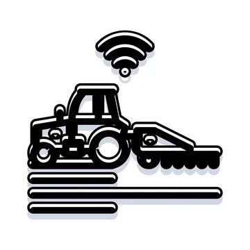 Smart farming tractor icon with wireless signal Stock Illustration