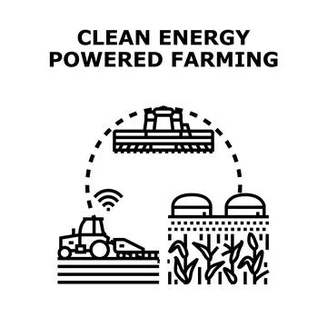 Smart farming using clean energy for sustainable agriculture Stock Illustration