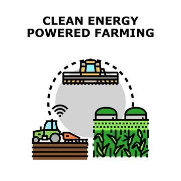 Smart farming using clean energy for sustainable agriculture Stock Illustration