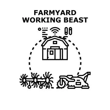 Smart farmyard working beast digital agricultural technology Stock Illustration