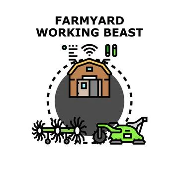 Smart farmyard working beast digital agricultural technology 库存插图