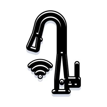 Smart faucet connecting to internet of things technology Illustrazione stock