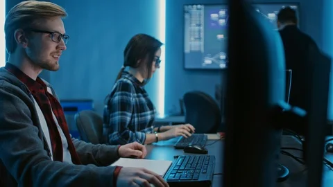 Smart Female IT Engineer / Programer Working on Desktop Comuter. Software Stock Footage 103273984