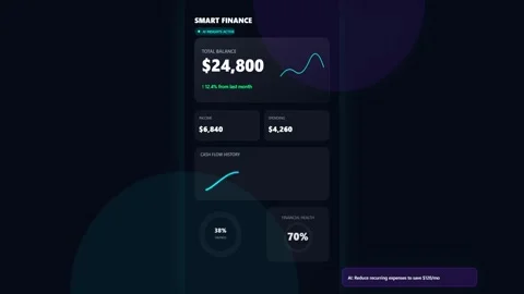 Smart Finance Mobile App Dashboard UI Animation Stock Footage 340876972