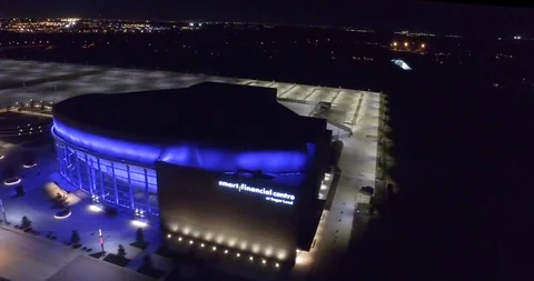 Smart Financial Centre at Sugar Land Night - Aerial Drone Stock-Footage 121903904