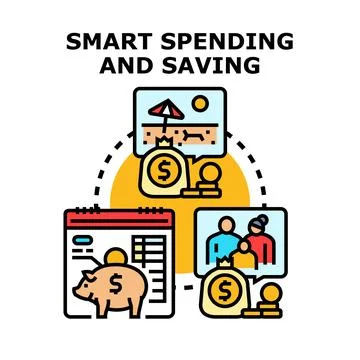 Smart financial planning for spending and savings goals Stock Illustration