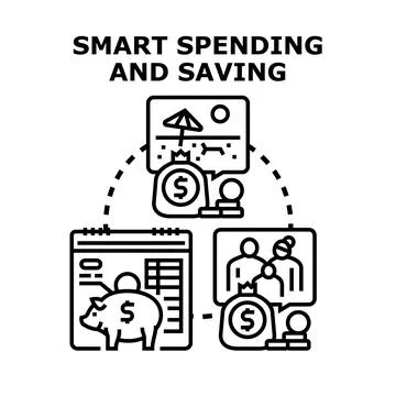 Smart financial planning for spending and savings goals Stock Illustration