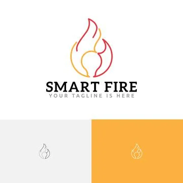 Smart Fire Flame Flare Idea Light Bulb Lamp Logo Stock Illustration