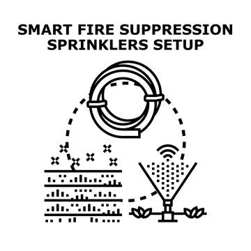 Smart fire suppression system protecting data center 스톡 일러스트