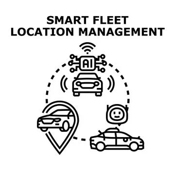 Smart fleet remote location vehicle management concept 스톡 일러스트