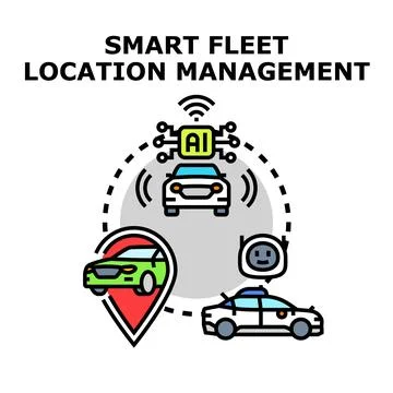 Smart fleet remote location vehicle management concept 스톡 일러스트