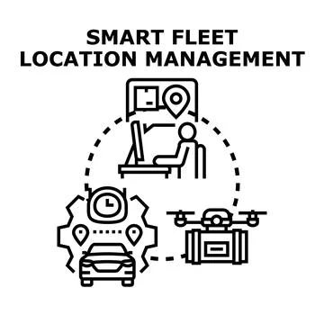 Smart fleet tracking management delivering goods and logistics Stock Illustration