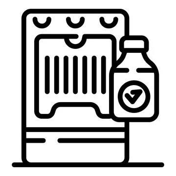 Smart fridge checking expiration date of milk bottle using barcode Stock Illustration