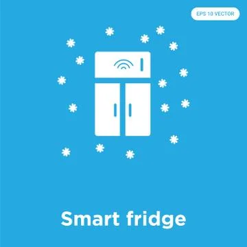 Smart fridge icon isolated on blue background Free Stock Illustration